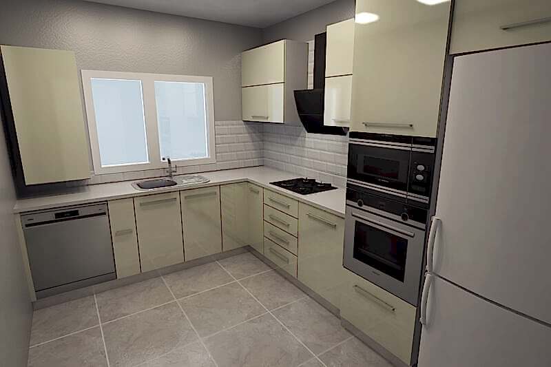 Akrilik Mutfak Dolabı Çimstone Tezgah